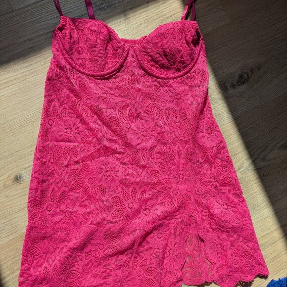 34B Victoria Secret 2003 Y2K Pink Lace Feminine Bustier Top Lingerie Slip Dress - Picture 7 of 8